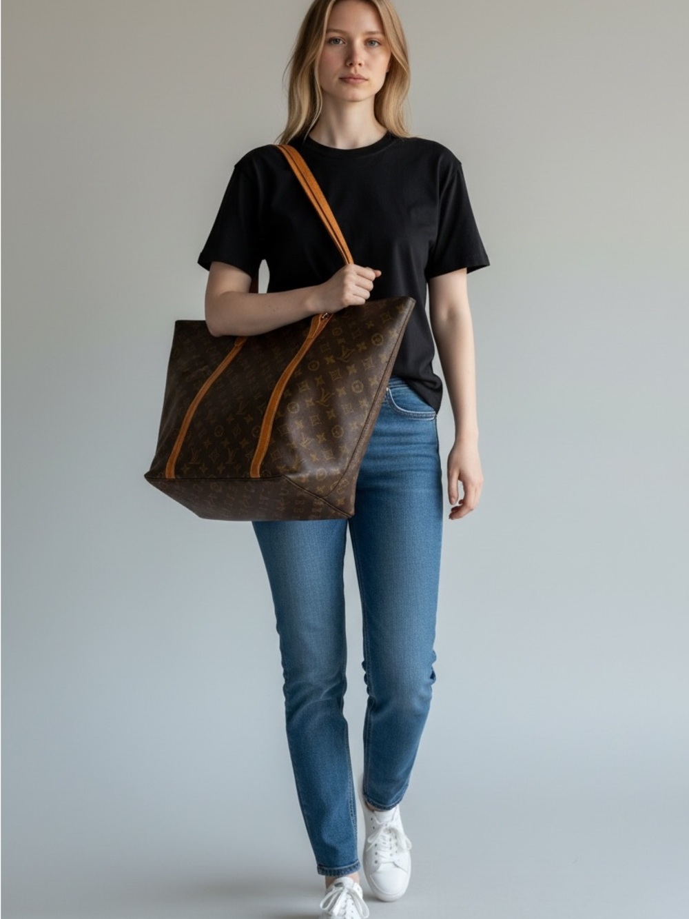 Louis Vuitton Brown Monogram Canvas Tote with Vachetta Leather Straps - Picture 2 of 14